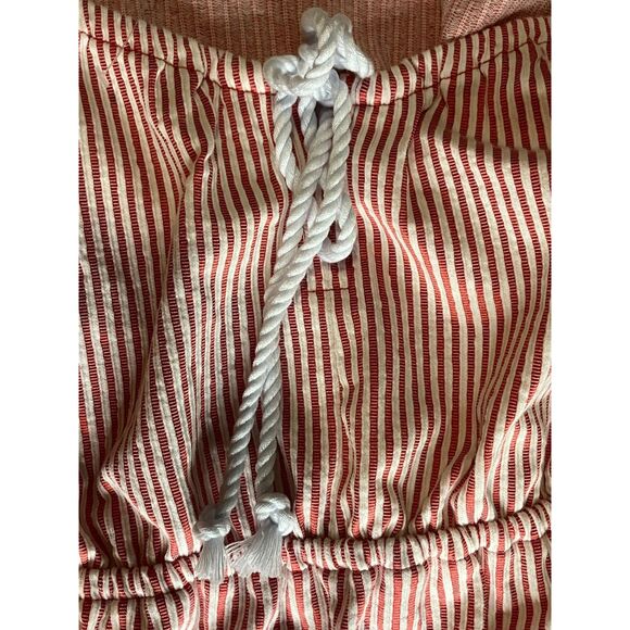 LOFT Red White Striped Sleeveless Top Size M - NWT Nautical Peplum - Picture 5 of 8